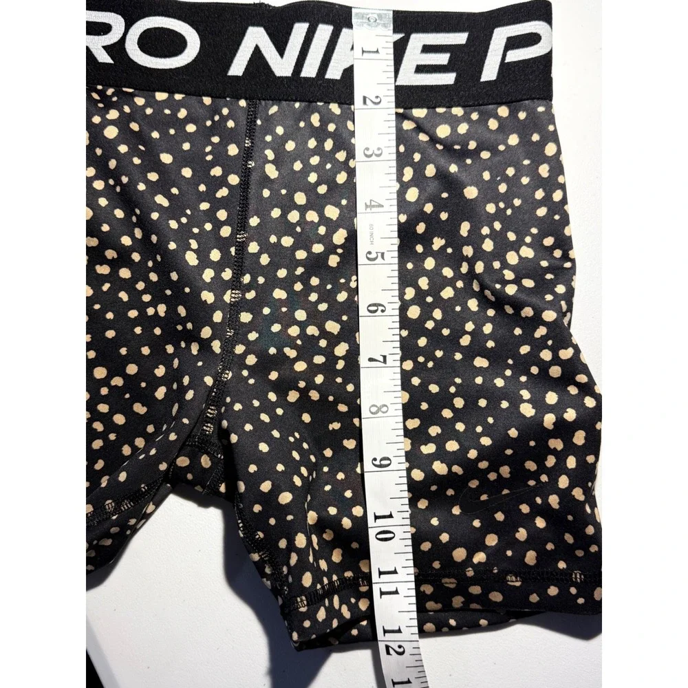 Nike Pro Shorts Kids Large Black Tan Polka Dot Excellent Dri-FIT Athletic DA1033